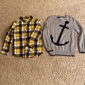 Gymboree anchor sweater and plaid shirt set